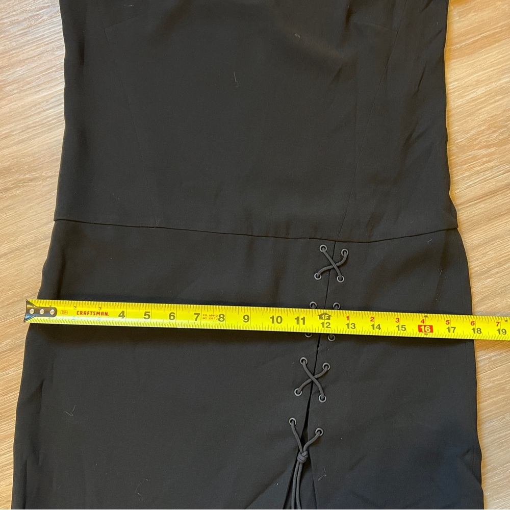 Tibi Black Lace Up Slit Dress Size 0 Gold Zip Back edgy mini lbd women’s - Picture 5 of 9